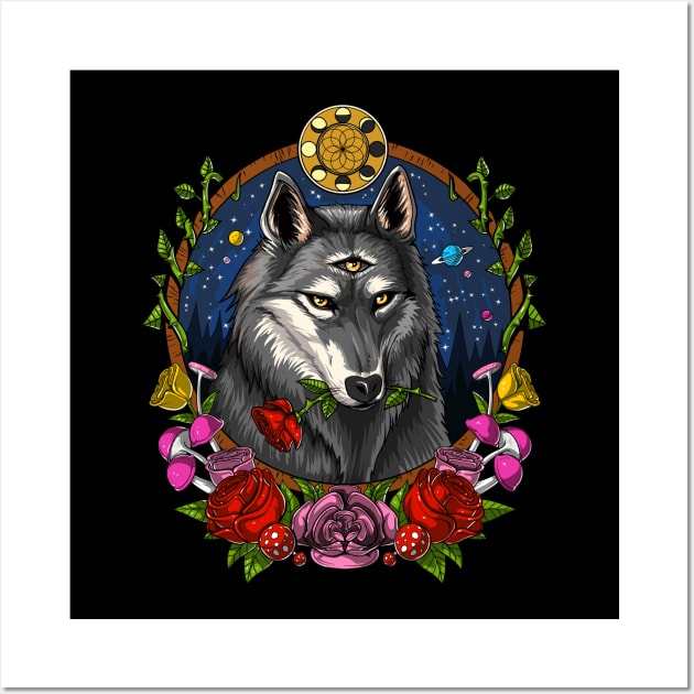 Psychedelic Wolf Wall Art by underheaven